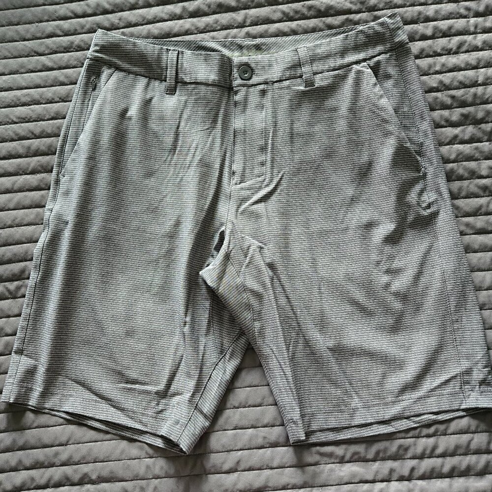 Hang Ten Men's Men's Hybrid Short 11" - 34 Light Grey Striped